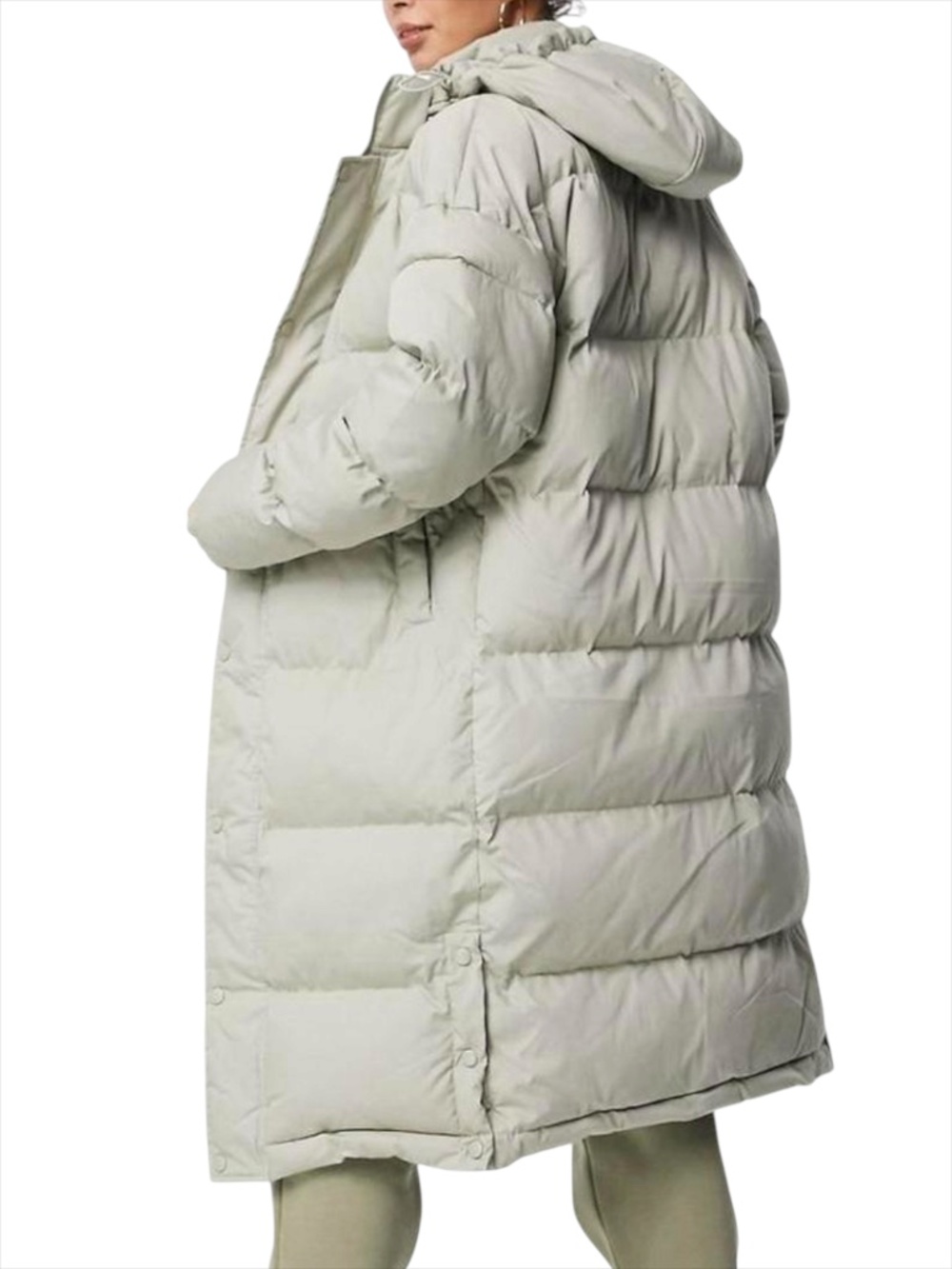 Missguided Tall Longline Padded Puffer Coat - Sage Green Size 4 - Picture 2 of 12